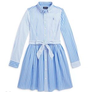 Polo by Ralph Lauren Blue and White Striped Tie-Waist Shirt Dress